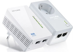 TP-LINK TL-WPA4226KIT v4 Powerline Διπλό για Ασύρματη Σύνδεση Wi‑Fi 4 με Passthrough Πρίζα και 2 Θύρες Ethernet