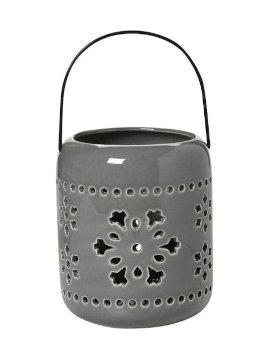 Espiel Lantern Ceramic Tabletop Gray 11.5x11.5x13.5εκ. 1pcs