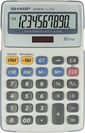 Sharp EL-334F Αριθμομηχανή Λογιστική 10 Ψηφίων σε Ασημί Χρώμα