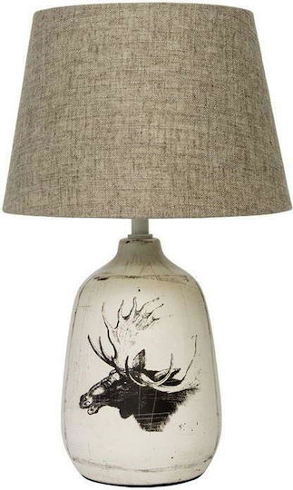 VK Lighting Ceramic Table Lamp for Socket E27 with Brown Shade and Beige Base