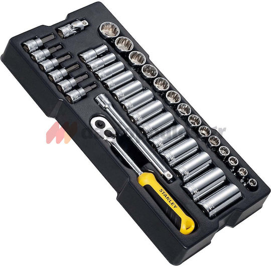 Stanley Set de chei tubulare și clichet 3\8" 36buc