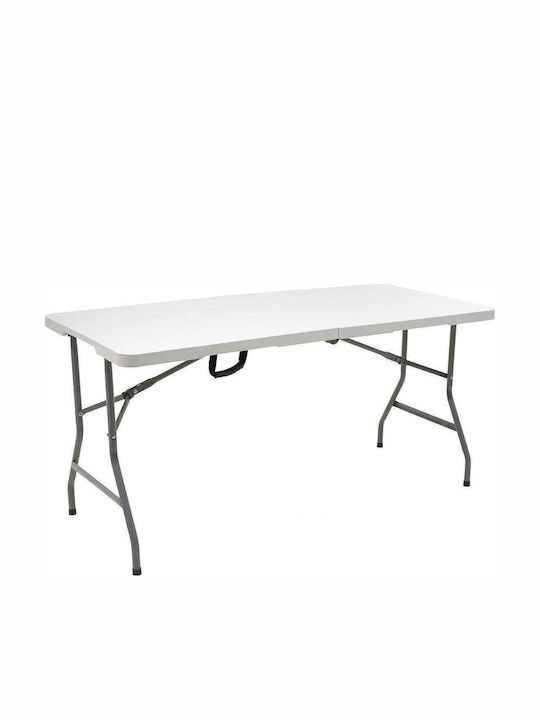 Rodeo Outdoor Dinner Foldable Table with Plastic Surface and Metal Frame White 152x70x74cm