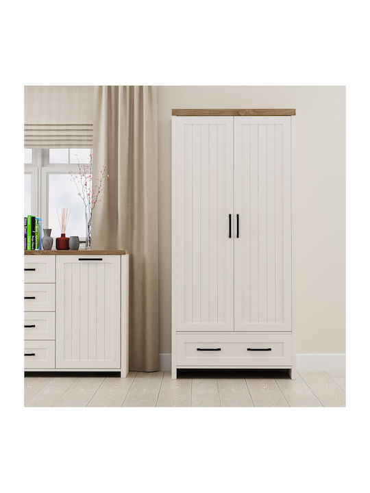 Doppeltür Kleiderschrank Verne Weiß 88.8x53.1x191.6cm