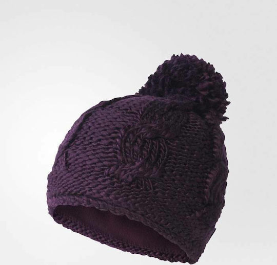 Pom Pom Beanie Frauen Beanie Gestrickt in Lila Farbe