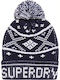 D2 Oban Beanie Pom Pom Beanie Men's Knitted Beanie in Navy Blue Color
