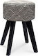 Safari Living Room Stool Padded with Fabric Μαύρο Λευκό 2pcs 30x30x45cm