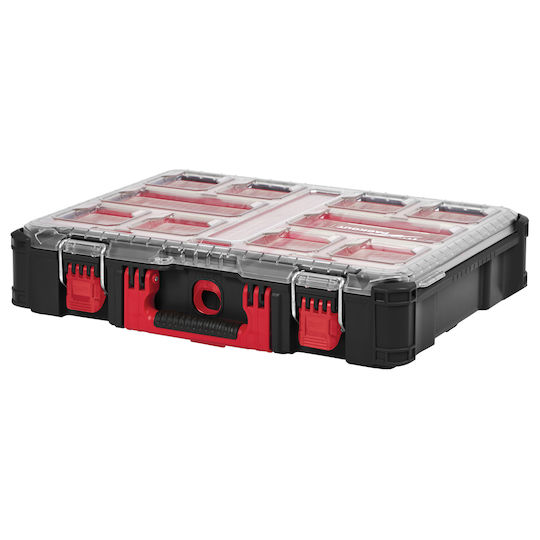 Milwaukee Packout Tool Compartment Organiser 10 Slot with Removable Box Black 50x38x11.7cm