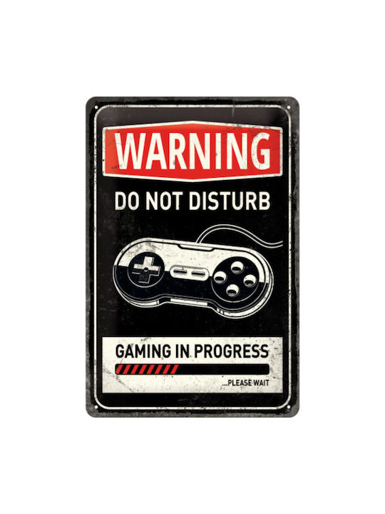 Nostalgic Art 3D Wall Decor Sign Achtung Gaming in Progress Handmade Made of Metal 20x30cm
