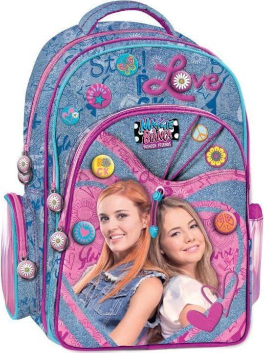 Graffiti Maggie & Bianca School Bag Backpack Elementary, Elementary in Blue color