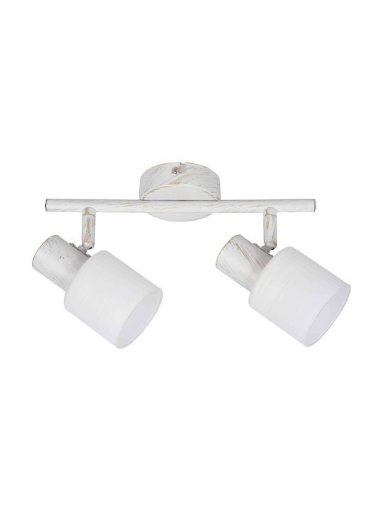 Inlight 9079-2 Double Spot with Socket E14 in White Color 9079-2Φ-Λευκή Πατίνα