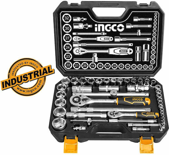Ingco Ратчетни и гнездови гарнитури 1\2" & 1\4" 44бр