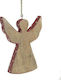 Inart Weihnachtliche Holz Figur Cherub Rot Höhe 18cm