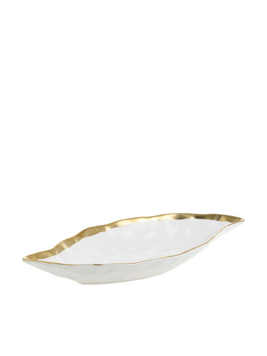 Inart Decorative Platter Porcelain White 1pcs 31.5x15.5x4εκ.