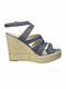 S.Oliver Women's Fabric Platform Shoes Blue