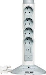 Legrand 4-Outlet Power Strip with USB and Surge Protection 2m White