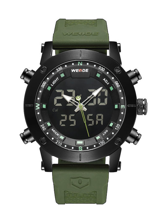 Weide Watch Battery with Green Rubber Strap WD10808