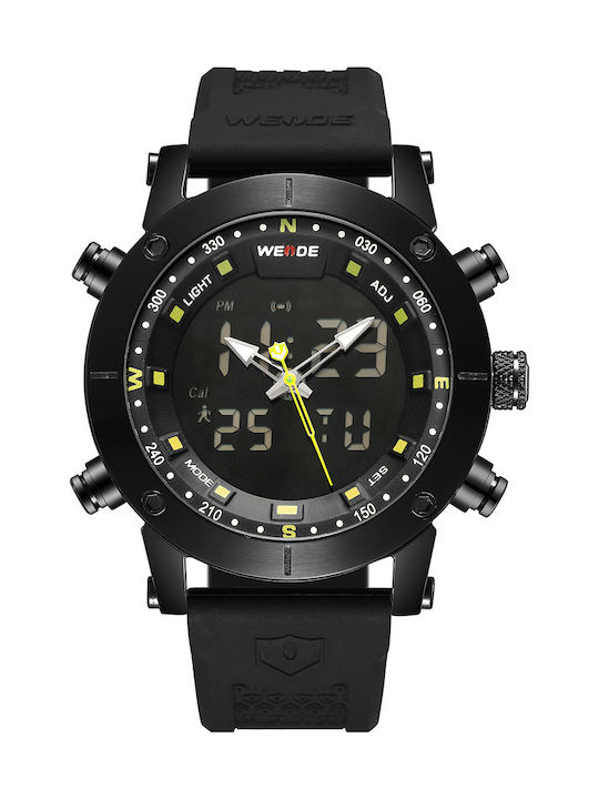 Weide Men's Watch 48mm Battery with Black Rubber Strap
