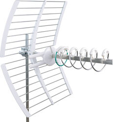 Fracarro Elika Draußen TV-Antenne (keine Stromversorgung erforderlich) in Weiß Farbe Verbindung mit Koaxialkabel