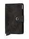 Miniwallet Vintage Δερμάτινο Ανδρικό Πορτοφόλι Καρτών με RFID και Μηχανισμό Slide Μαύρο