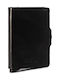 Twinwallet Vintage Leather Men's Wallet Cards with RFID and Slide Mechanism Total Black