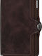 Twinwallet Vintage Leather Men's Wallet Cards with RFID and Slide Mechanism Brown