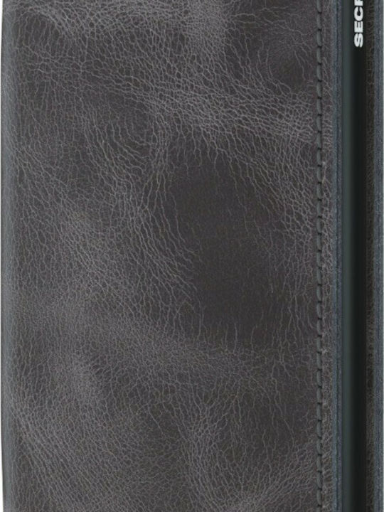 Slimwallet Vintage Leather Men's Wallet Cards with RFID and Slide Mechanism Grey/Black
