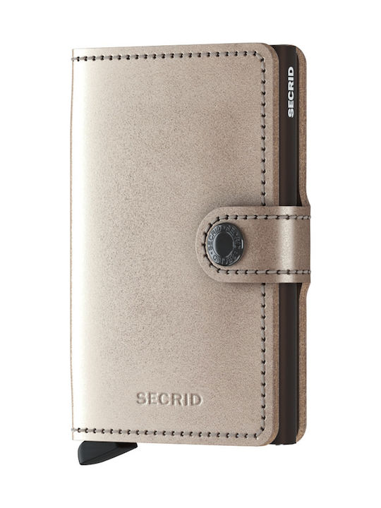 Secrid Miniwallet Metallic Men's Leather Card Wallet with RFID και Slide Mechanism Beige