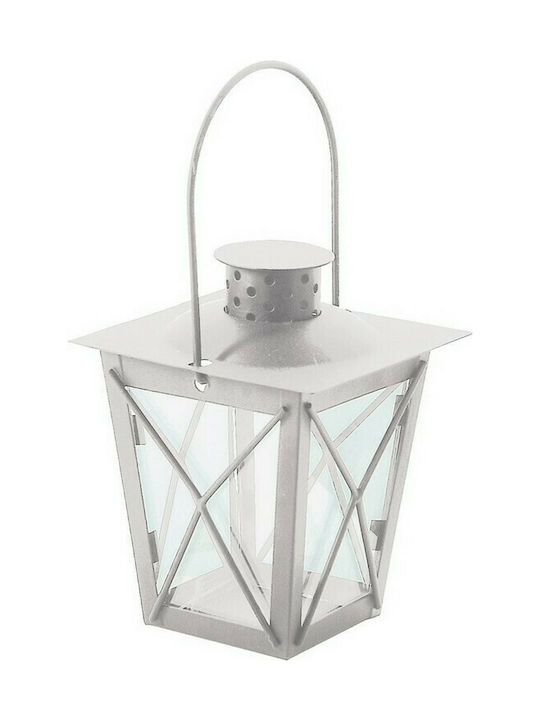 Lantern Metallic Tabletop White 20x20x28.5εκ. 1pcs