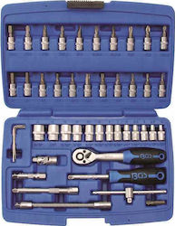 BGS Technic BGS-2145 Set Cheie Tubulară Cu Chei Cu Clichet 1/4" 46 Bucăți