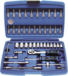 BGS Technic Set Cheie Tubulară și Chei cu Clichet 1/4" 46 Bucăți