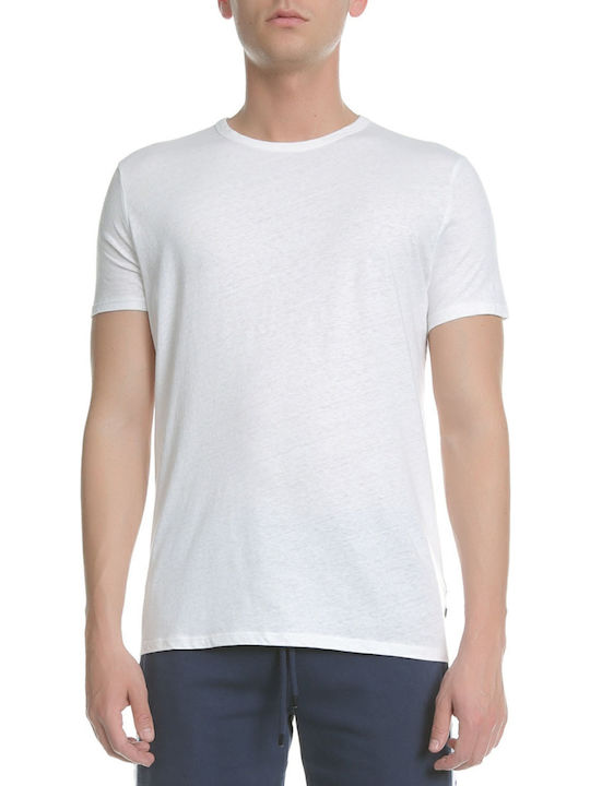 Scotch & Soda Classic T-shirt Bărbătesc cu Mânecă Scurtă Alb