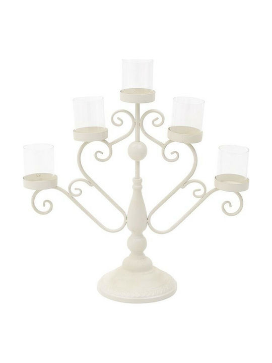 Inart Candle Holder suitable for Tealights Metal in White Color 51x19x55cm 1pcs