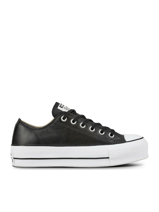 Chuck Taylor All Star Lift Clean Leather Low Top Флатформи Маратонки Черно / Бяло