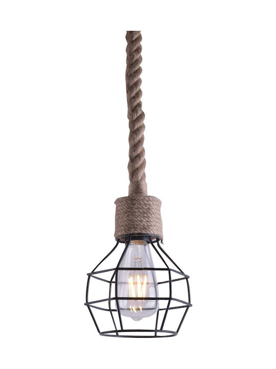 Home Lighting Pendant Light Suspension with Rope for Socket E27 Black