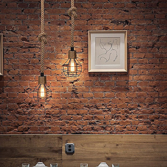 Home Lighting Регулируема Висящо Осветително Тяло Черен с въже за Цокъл E27 15см.