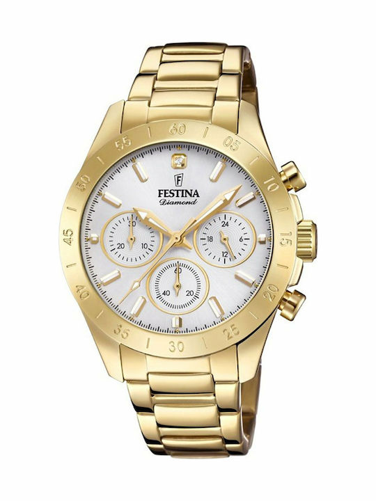 Festina Boyfriend Women's Watch Chronograph with Gold Metal Bracelet