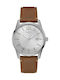 Guess Watch Battery with Brown Leather Strap W1186G1