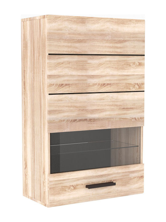 Solo Wand Wohnzimmer-Vitrine aus MDF mit Glas Sonoma 65x35x109cm