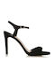 Sante Suede Women's Sandals Black with Thin High Heel