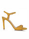 Sante Suede Women's Sandals Yellow with Thin High Heel