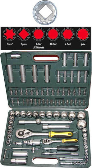 Dehco Tools Spline Ратчетни и гнездови гарнитури 1\2" & 1\4" 94бр