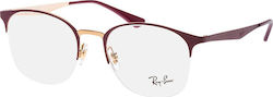 Ray Ban Metal Eyeglass Frame Burgundy RB6422 3007