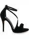 New Matic Suede Women's Sandals 182 Black with Thin High Heel