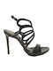 Fardoulis Patent Leather Women's Sandals 9133 Black with Thin High Heel