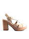 Wonders Platform Leather Women's Sandals Beige