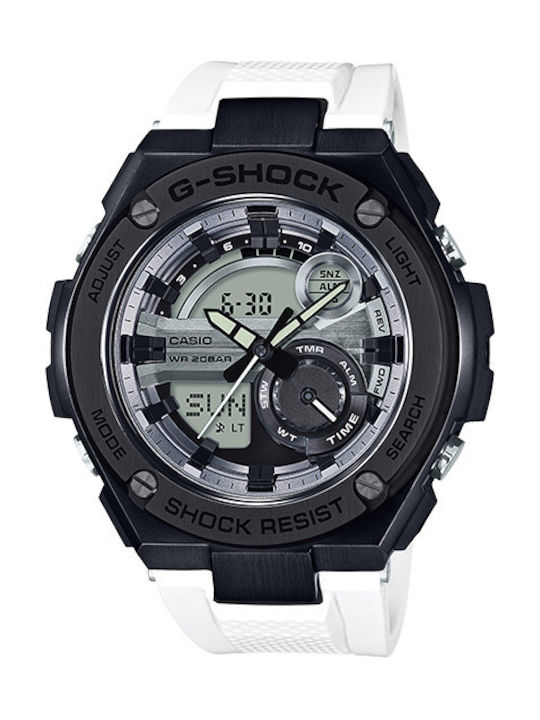 Casio G-Shock G-Steel Watch Chronograph Battery with White Rubber Strap