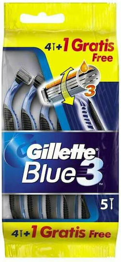 Gillette Blue3 Einwegrasierer mit 3 Klingen & Gleitstreifen für empfindliche Haut 6 Stück