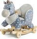 Kinderkraft Fabric Rocking Toy Horse for 12+ months with Sounds & Wheels with Max Load Capacity 30kg Gray
