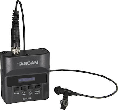 Tascam DR-10 L Single Channel Battery Powered Portable Audio Digital Recorder with Memory Card and USB Power Supply for 10 Hours Recording Black