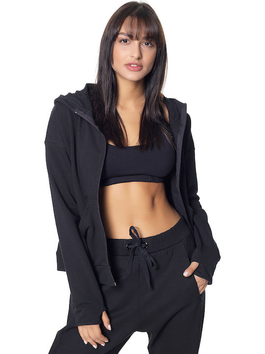 BodyTalk 1182-909922 Women's Hooded Cardigan Black 1182-909922-00100